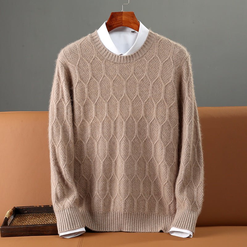 Merlinco — Merino Wool and Mink Cable Knit Sweater for Warmth (Camel S) - | Zavonix