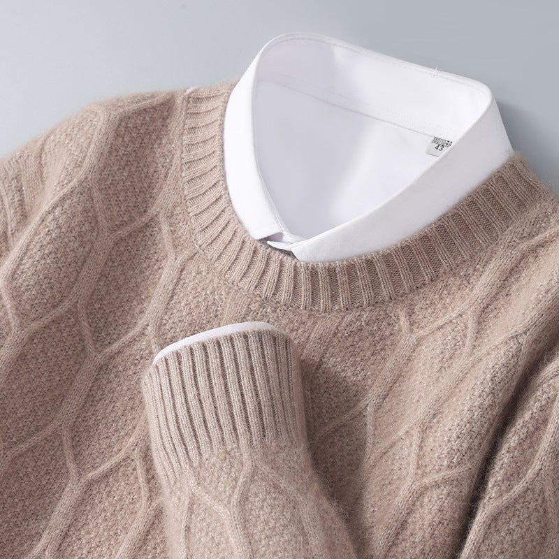Merlinco — Merino Wool and Mink Cable Knit Sweater for Warmth (Camel S) - | Zavonix