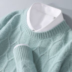 Merlinco — Merino Wool and Mink Cable Knit Sweater for Warmth (Light Green S) - | Zavonix