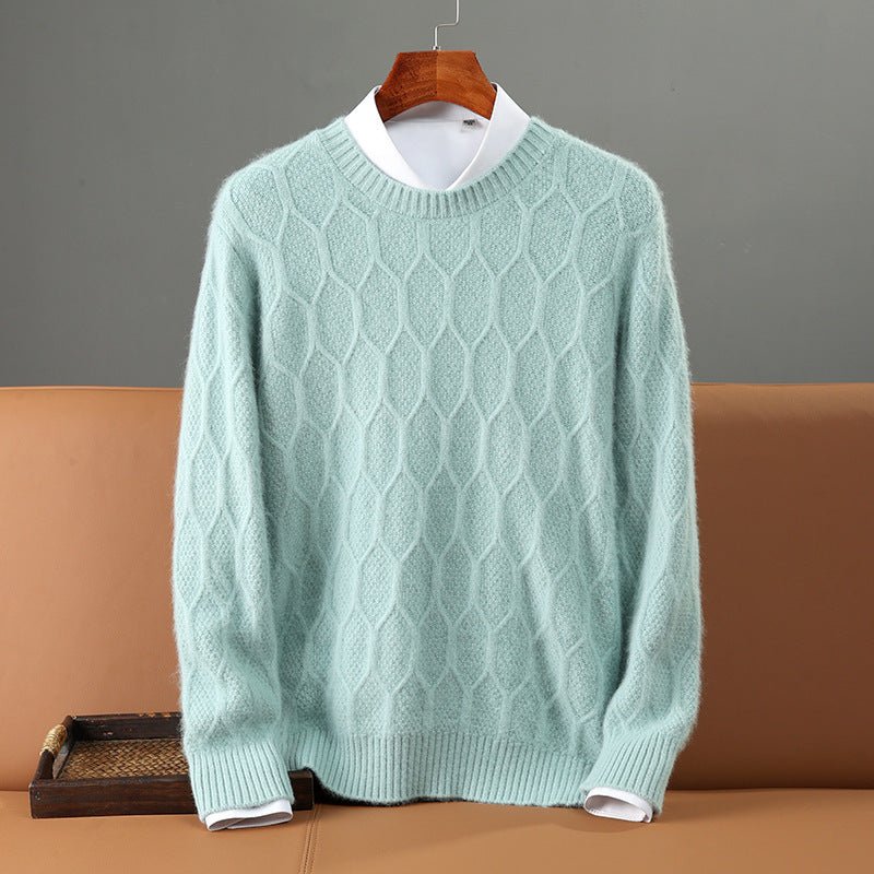 Merlinco — Merino Wool and Mink Cable Knit Sweater for Warmth (Pink S) - | Zavonix