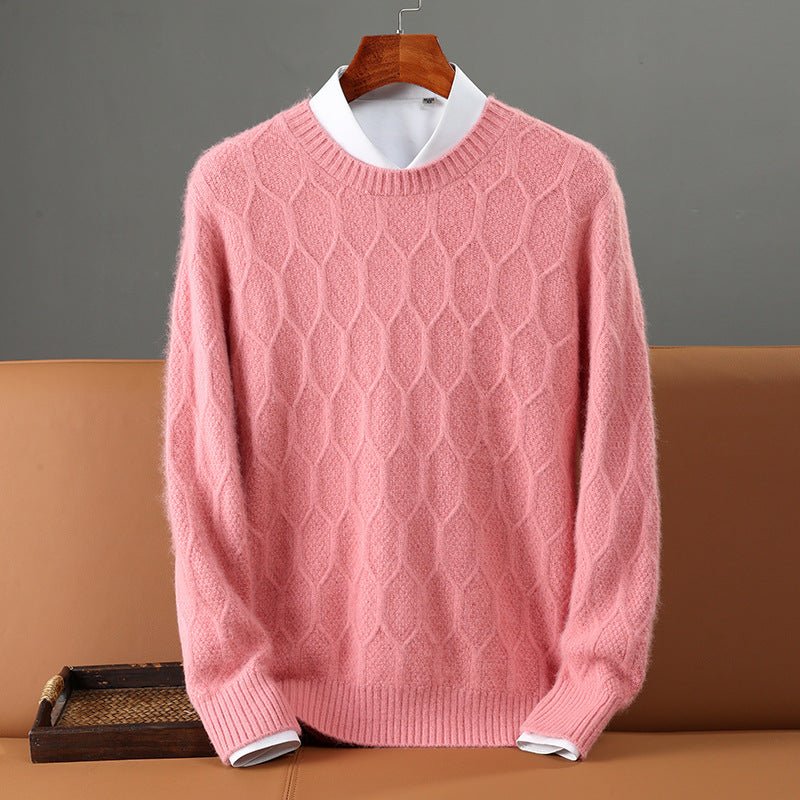 Merlinco — Merino Wool and Mink Cable Knit Sweater for Warmth (Pink S) - | Zavonix