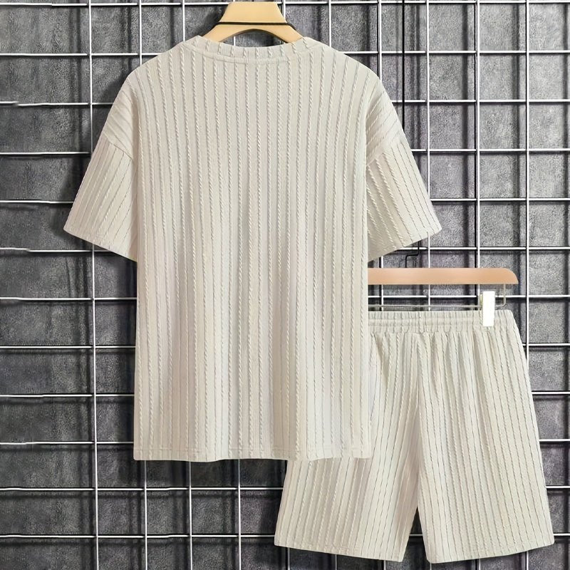 Metro Textured Stripe Mens Cotton Shorts Set Product Image 04