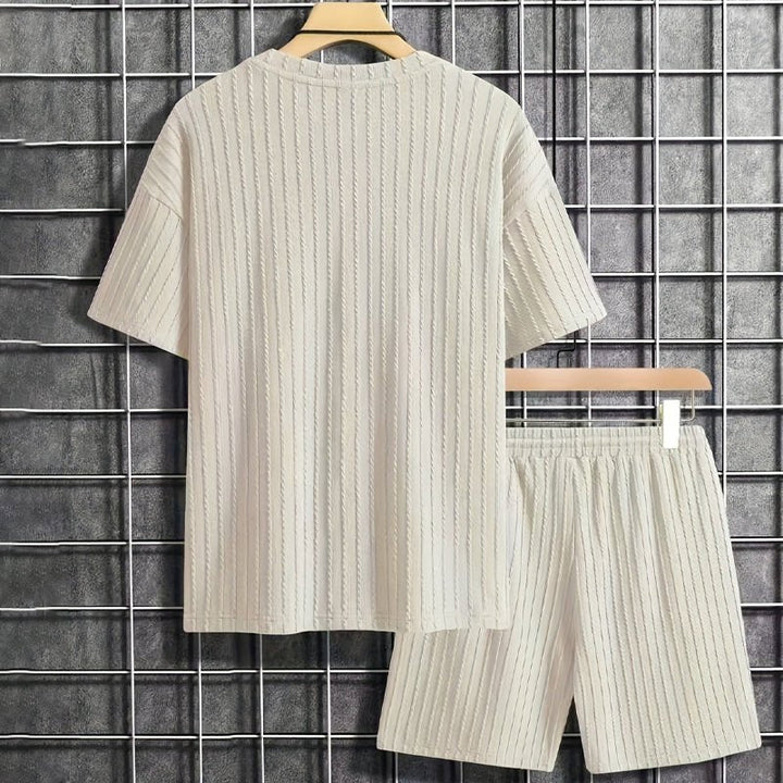 Metro Textured Stripe Mens Cotton Shorts Set Product Image 04