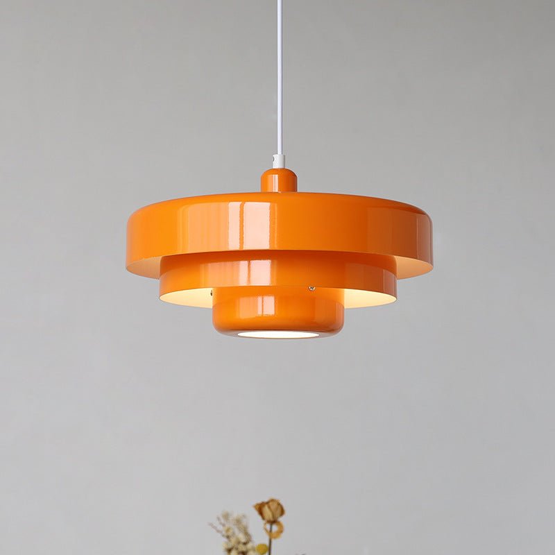 Mid-Century Pendant Light in Orange Metal – Bauhaus Style Ceiling Fixture 1