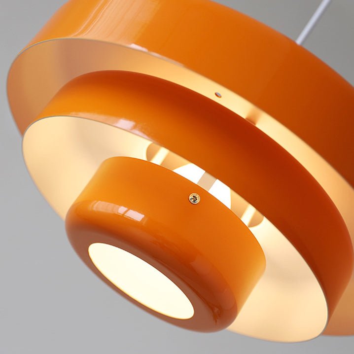 Mid-Century Pendant Light in Orange Metal – Bauhaus Style Ceiling Fixture 6