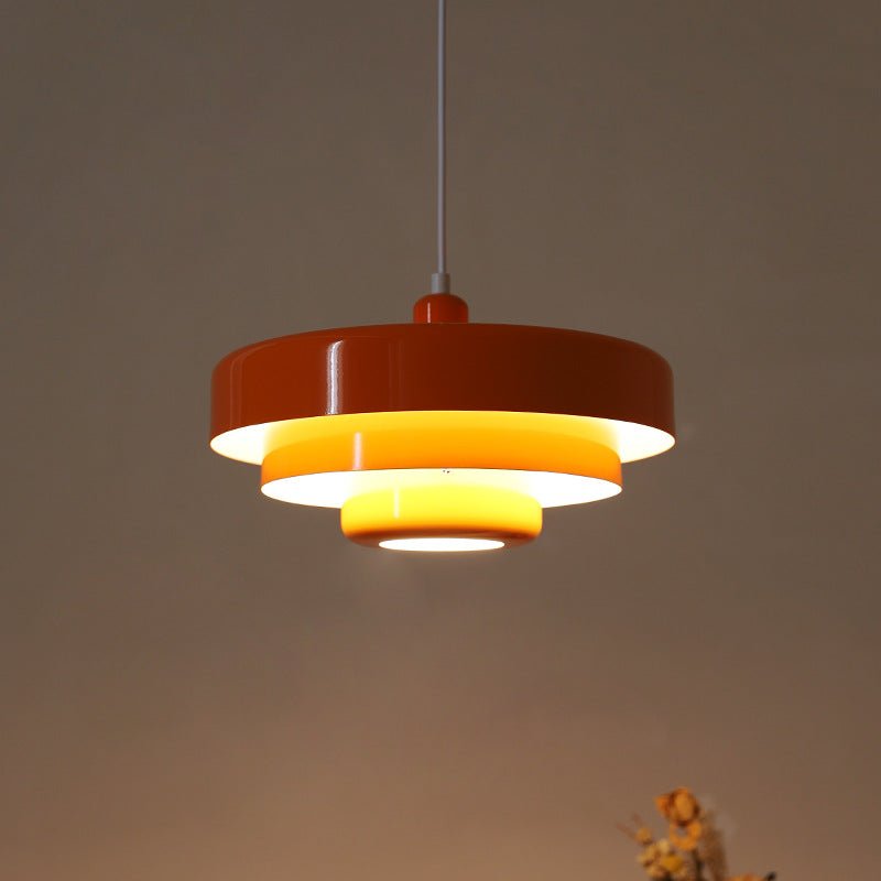 Mid-Century Pendant Light in Orange Metal – Bauhaus Style Ceiling Fixture 3