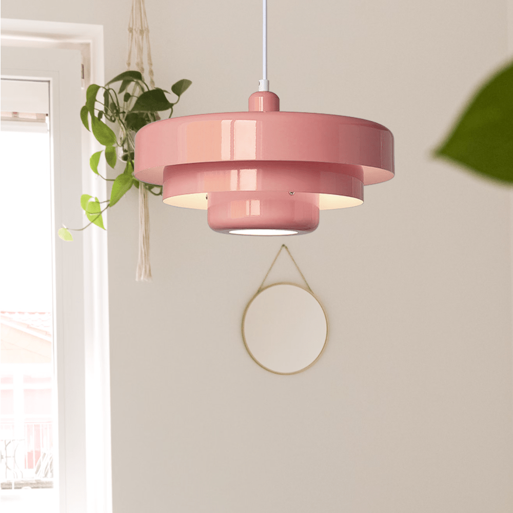 Mid-Century Pendant Light in Orange Metal – Bauhaus Style Ceiling Fixture 8