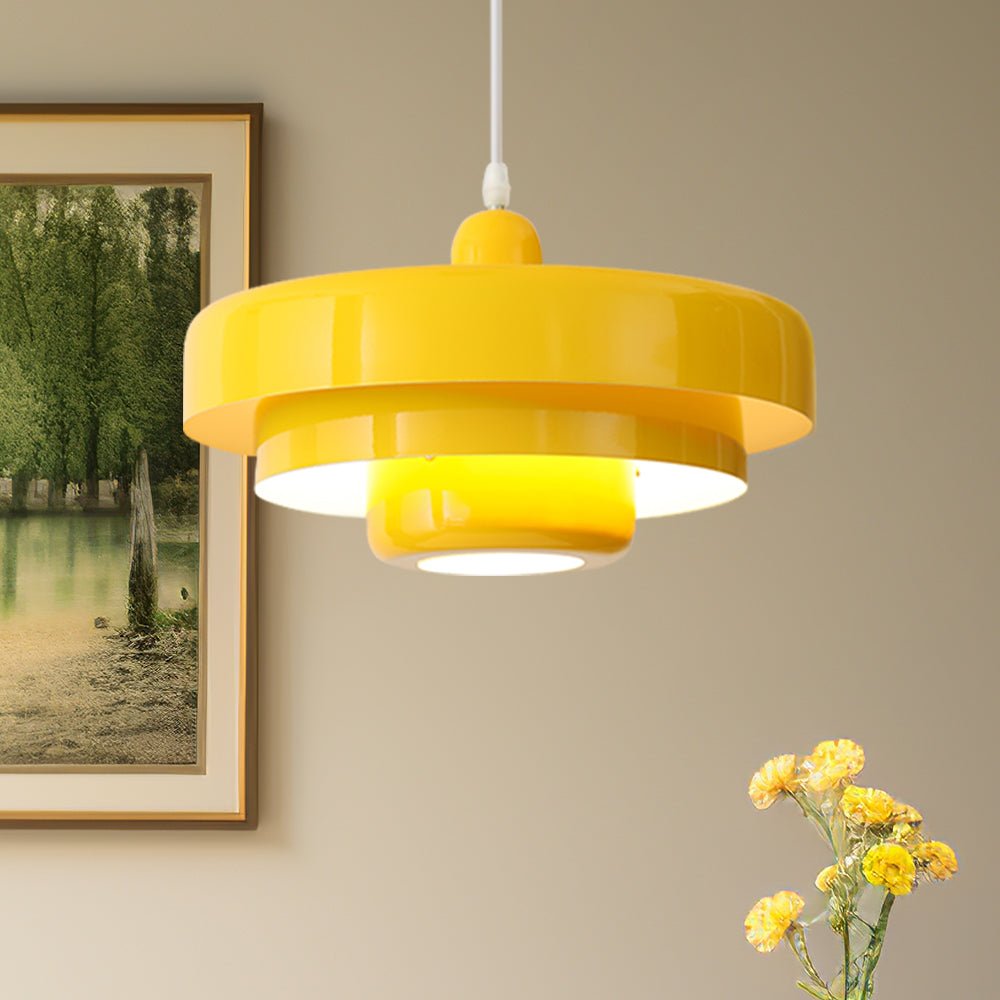 Mid-Century Pendant Light in Orange Metal – Bauhaus Style Ceiling Fixture 10
