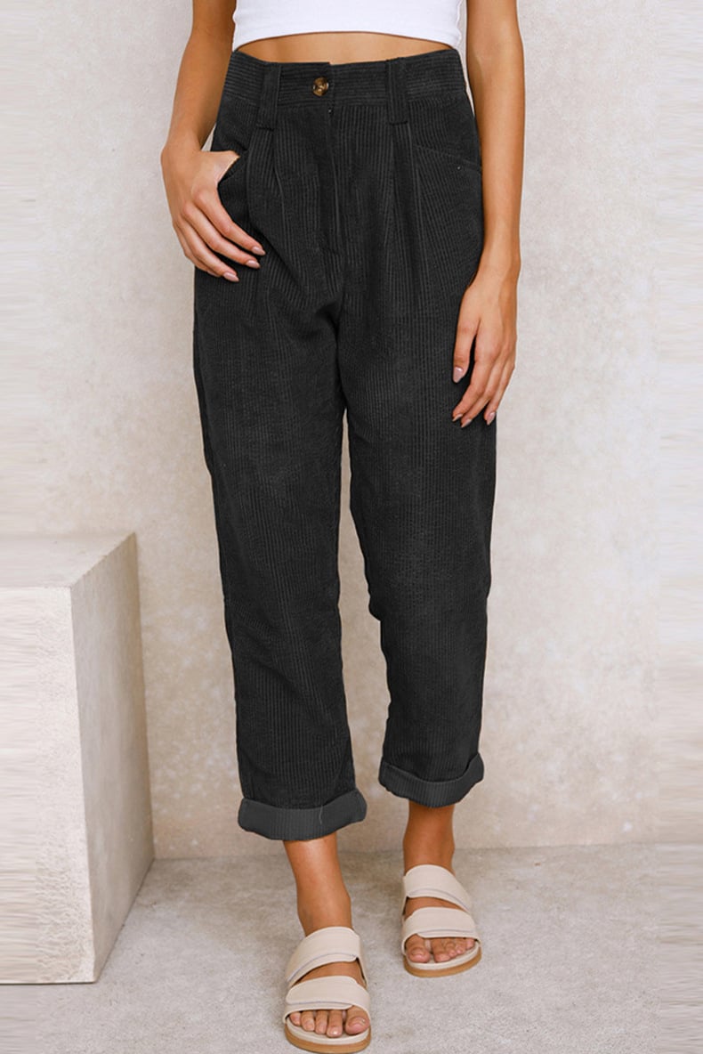Mid Rise Corduroy Pants Side Pockets Product Image 01