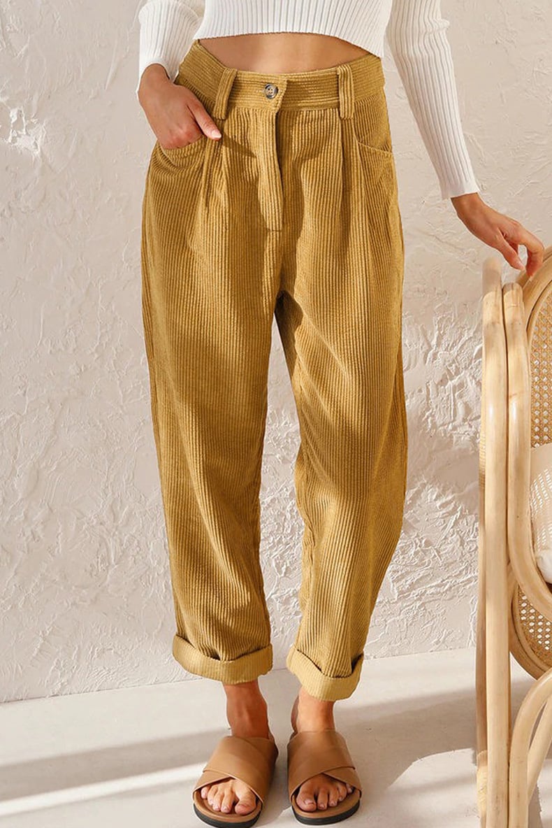 Mid Rise Corduroy Pants Side Pockets Product Image 03