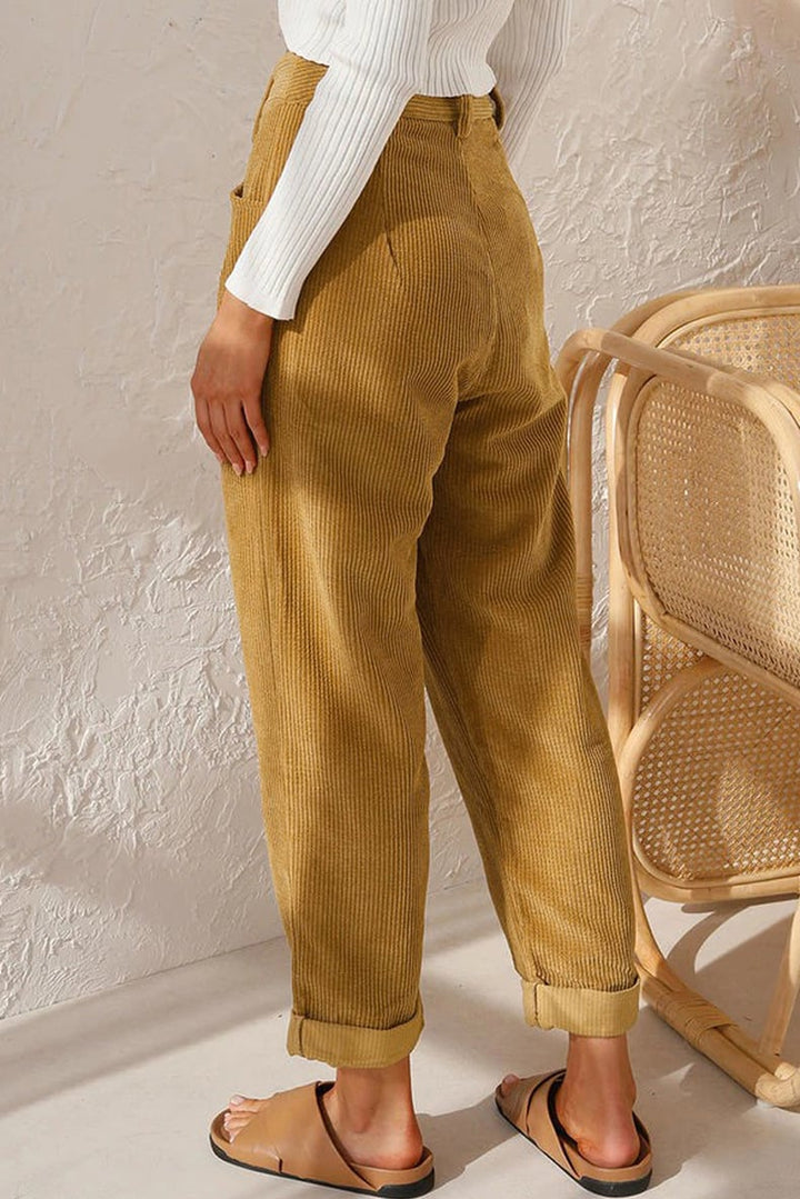 Mid Rise Corduroy Pants Side Pockets Product Image 04