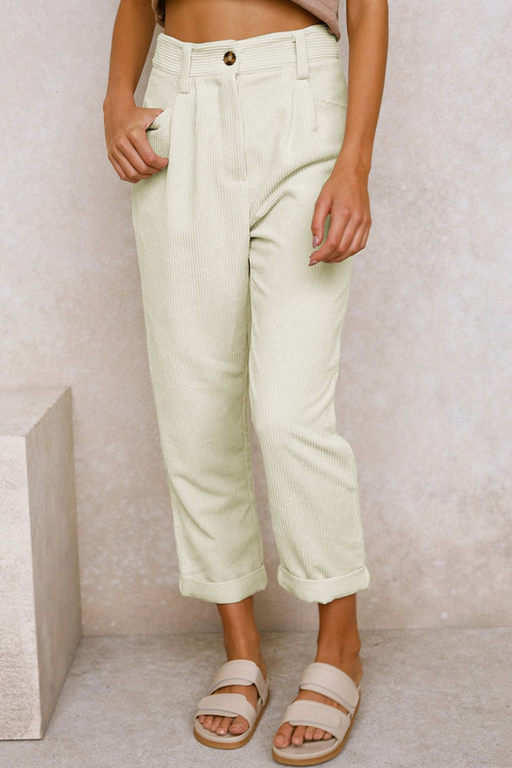 Mid Rise Corduroy Pants Side Pockets Product Image 05
