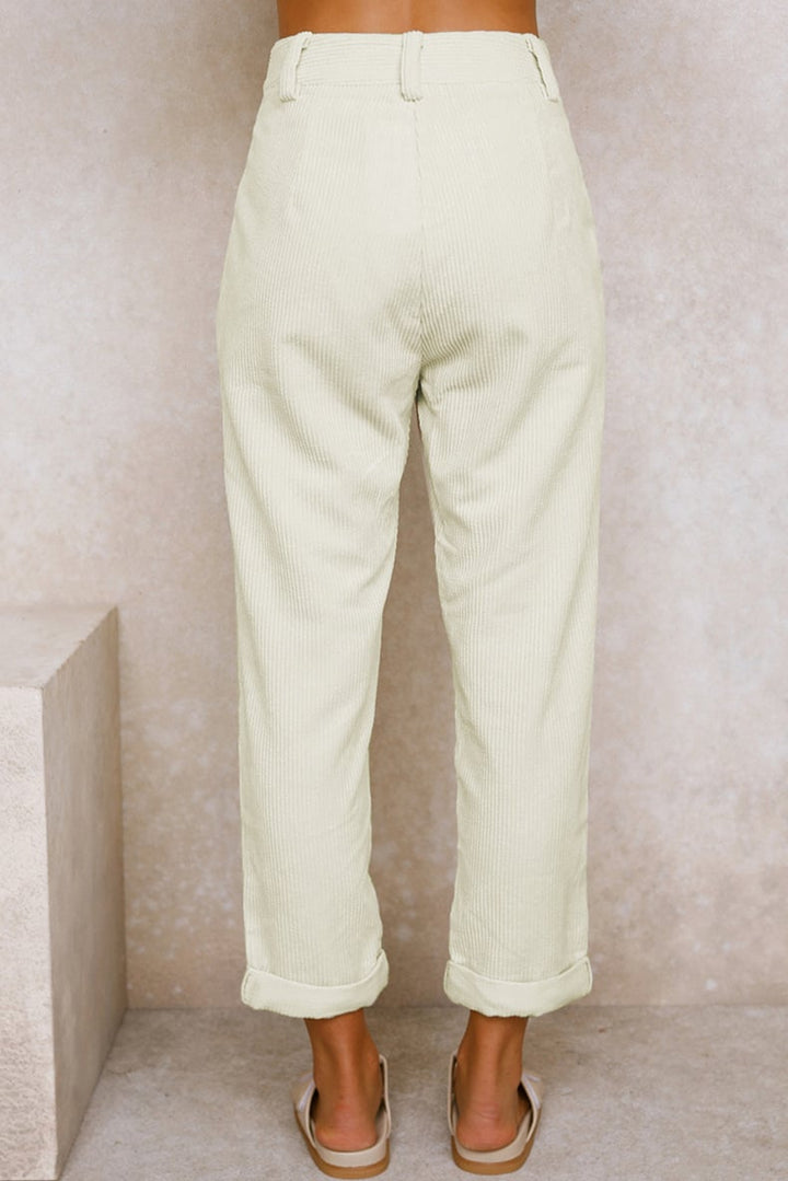 Mid Rise Corduroy Pants Side Pockets Product Image 06