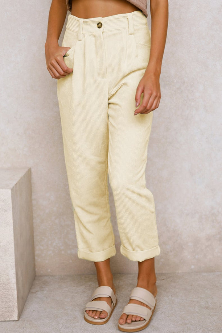 Mid Rise Corduroy Pants Side Pockets Product Image 07