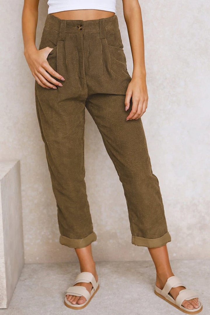 Mid Rise Corduroy Pants Side Pockets Product Image 08