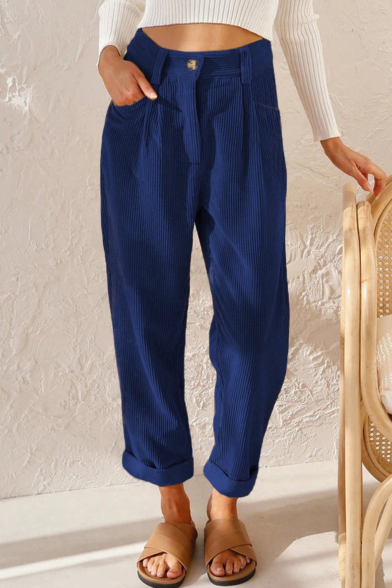 Mid Rise Corduroy Pants Side Pockets Product Image 11