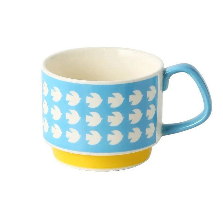 Midcentury Ceramic Stackable Coffee Mugs – Space-Saving Design, Vibrant Colors, Comfortable Handle, 300ml Capacity 8