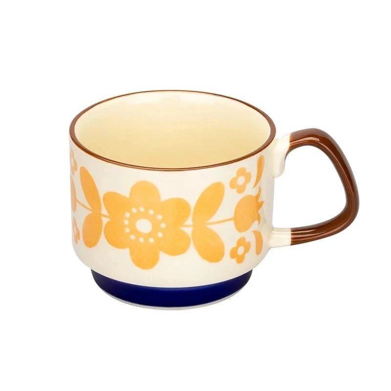 Midcentury Ceramic Stackable Coffee Mugs – Space-Saving Design, Vibrant Colors, Comfortable Handle, 300ml Capacity 5
