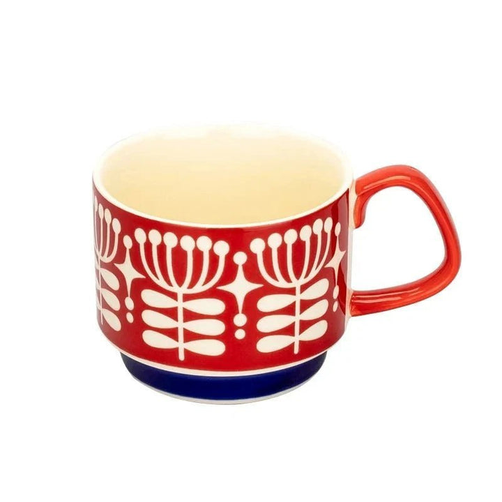 Midcentury Ceramic Stackable Coffee Mugs – Space-Saving Design, Vibrant Colors, Comfortable Handle, 300ml Capacity 6