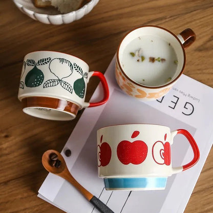 Midcentury Ceramic Stackable Coffee Mugs – Space-Saving Design, Vibrant Colors, Comfortable Handle, 300ml Capacity 1