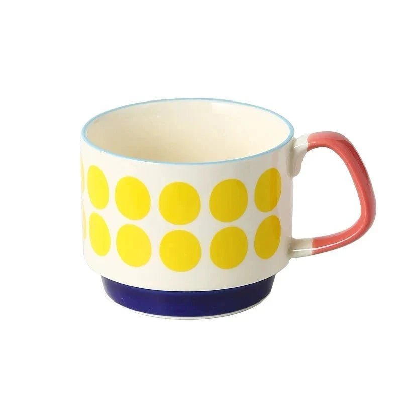 Midcentury Ceramic Stackable Coffee Mugs – Space-Saving Design, Vibrant Colors, Comfortable Handle, 300ml Capacity 4