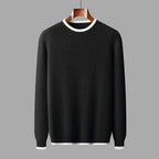 Miloa — Merino Wool Sweater with Accent Collar for Warmth (Black S) - | Zavonix