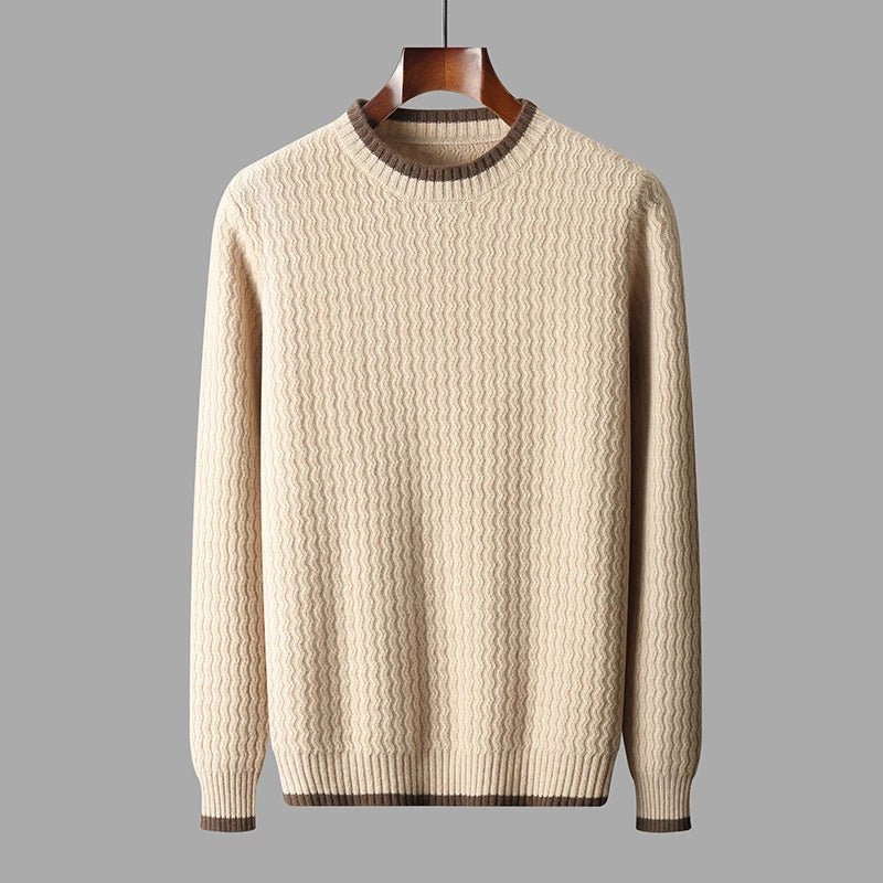 Miloa — Merino Wool Sweater with Accent Collar for Warmth (Cream S) - | Zavonix