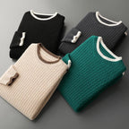Miloa — Merino Wool Sweater with Accent Collar for Warmth (Black S) - | Zavonix
