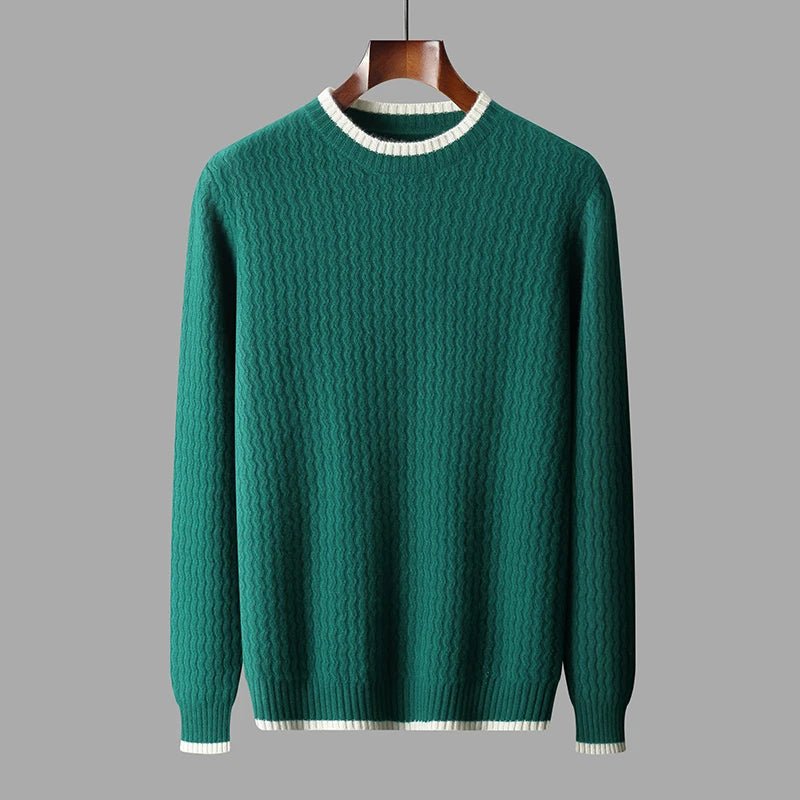 Miloa — Merino Wool Sweater with Accent Collar for Warmth (Green S) - | Zavonix
