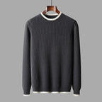 Miloa — Merino Wool Sweater with Accent Collar for Warmth (Gray S) - | Zavonix