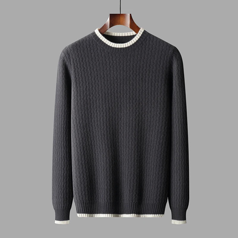 Miloa — Merino Wool Sweater with Accent Collar for Warmth (Gray S) - | Zavonix