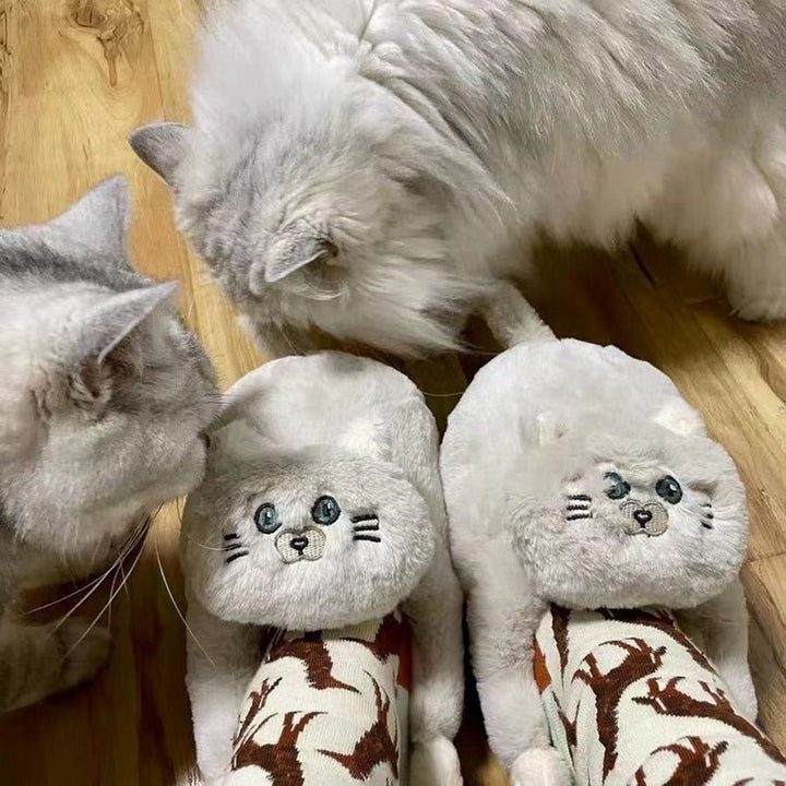 MiloCat Slippers — Plush Indoor Slippers with Durable Grip Sole