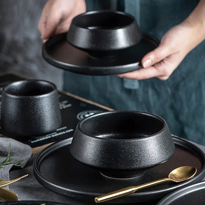 Minimalist 9-Piece Stoneware Dining Set with Matte Finish – Durable Ceramic Tableware 0