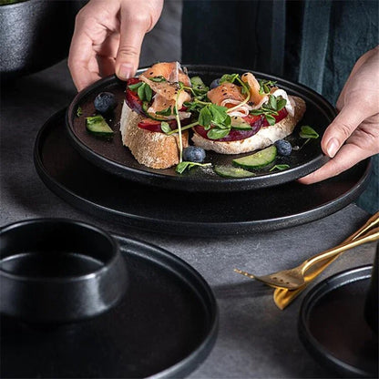 Minimalist 9-Piece Stoneware Dining Set with Matte Finish – Durable Ceramic Tableware 1