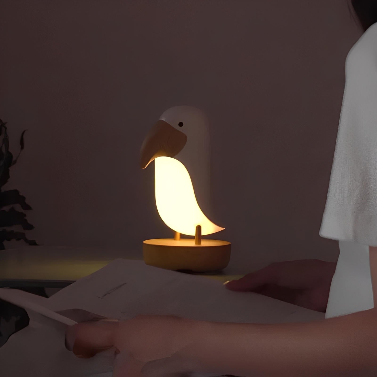 Minimalist Bird Night Light - USB Rechargeable Soft Ambient Illumination with Wooden Accents, Ideal for Bedroom and Reading Nook 3