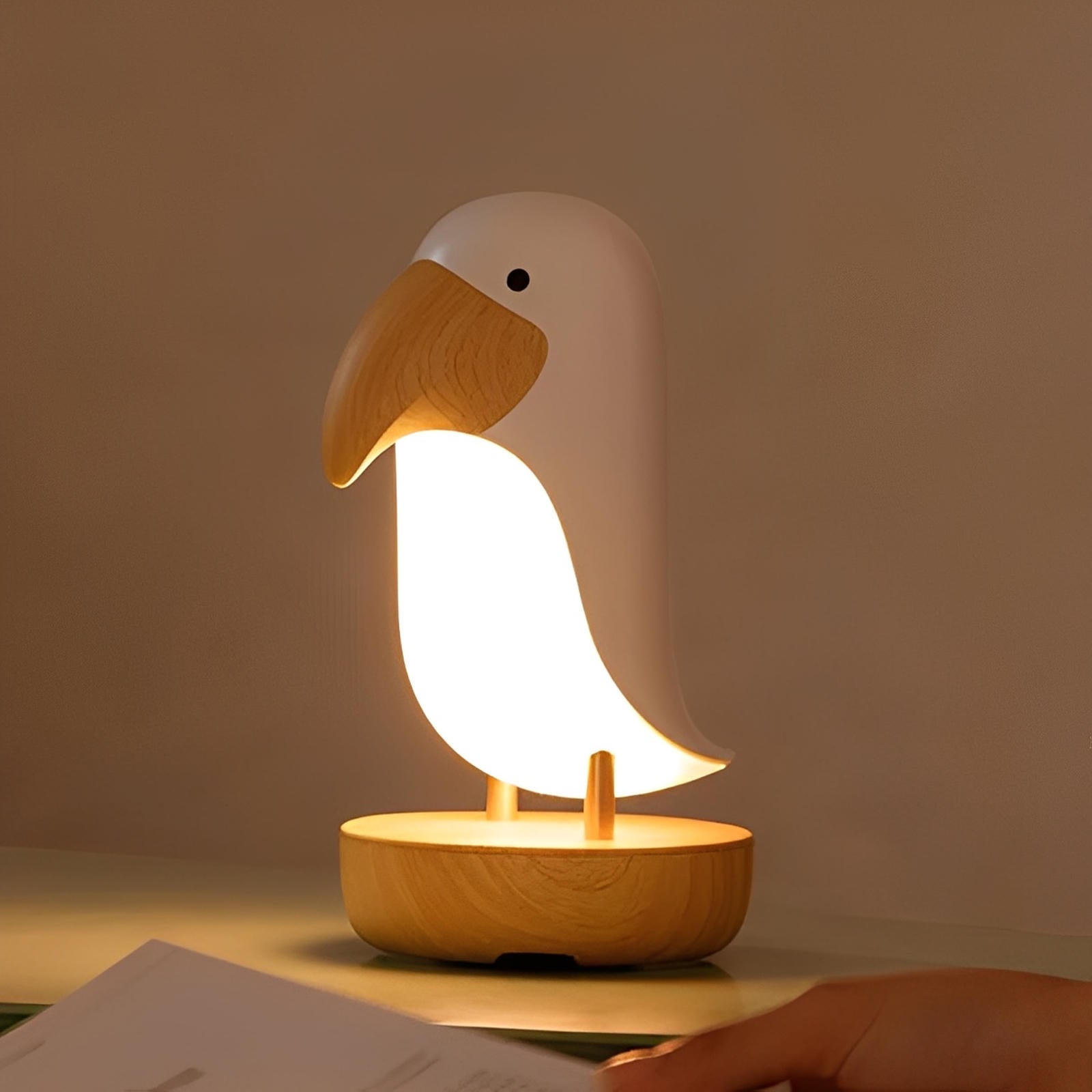 Minimalist Bird Night Light - USB Rechargeable Soft Ambient Illumination with Wooden Accents, Ideal for Bedroom and Reading Nook 5
