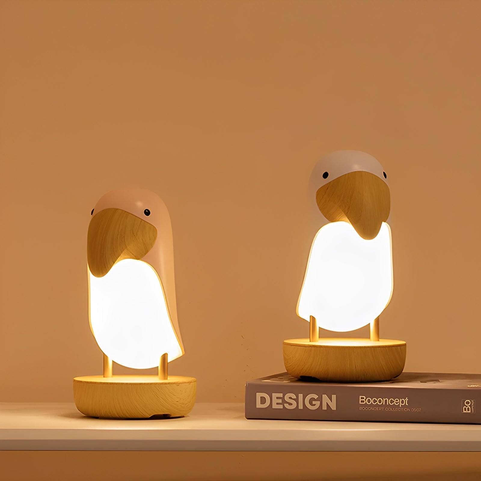 Minimalist Bird Night Light - USB Rechargeable Soft Ambient Illumination with Wooden Accents, Ideal for Bedroom and Reading Nook 4