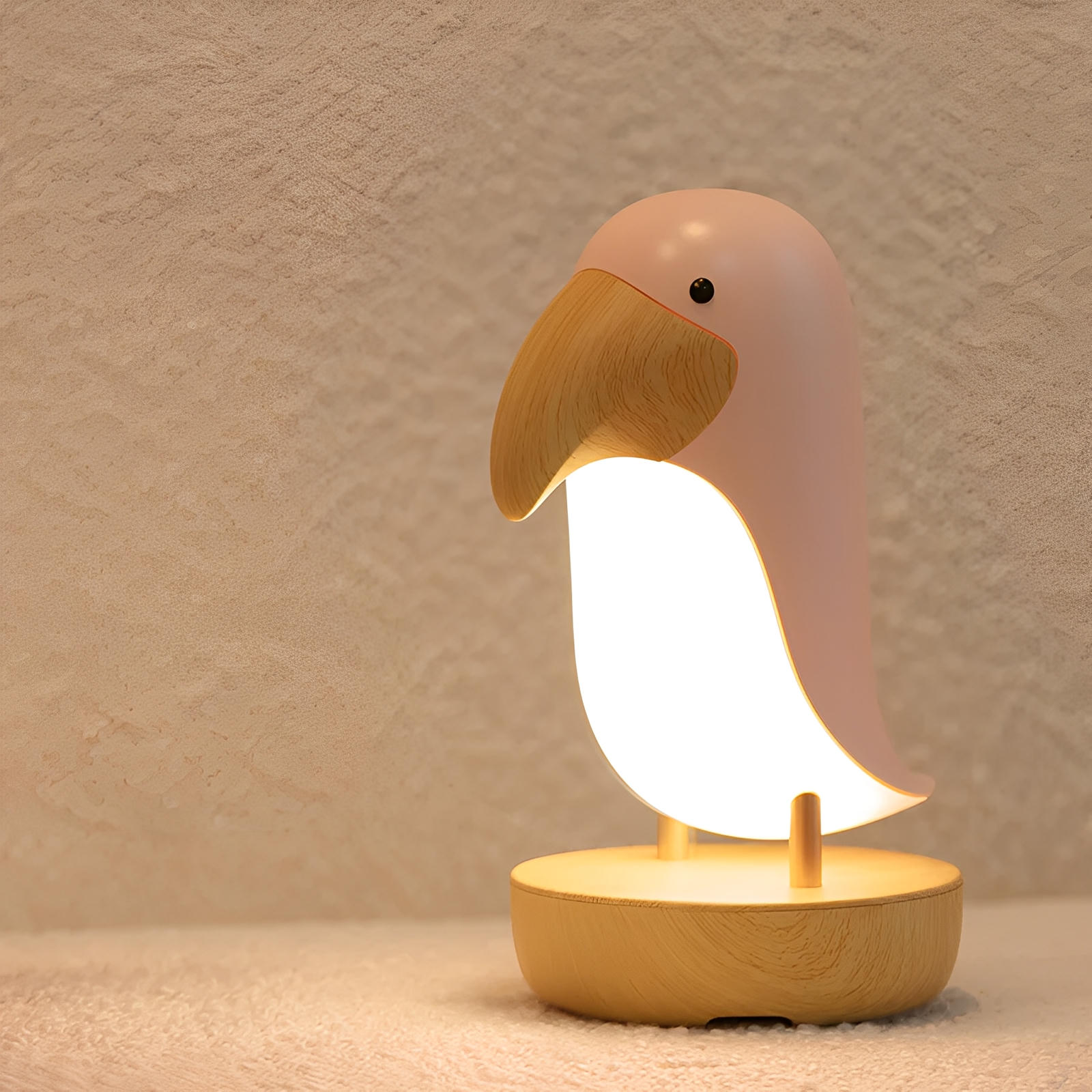 Minimalist Bird Night Light - USB Rechargeable Soft Ambient Illumination with Wooden Accents, Ideal for Bedroom and Reading Nook 6