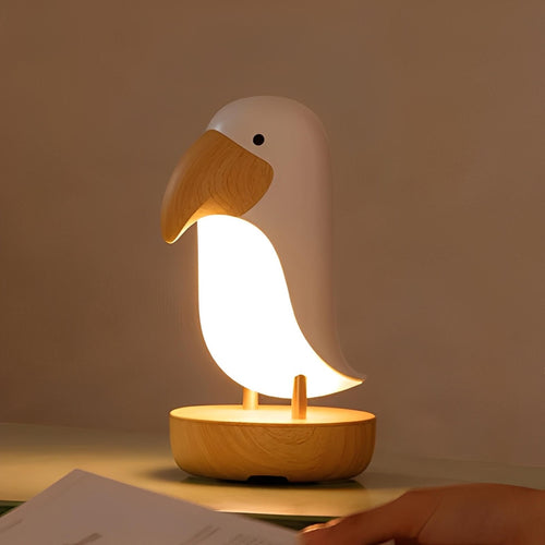 Minimalist Bird Night Light - USB Rechargeable Soft Ambient Illumination with Wooden Accents, Ideal for Bedroom and Reading Nook 0