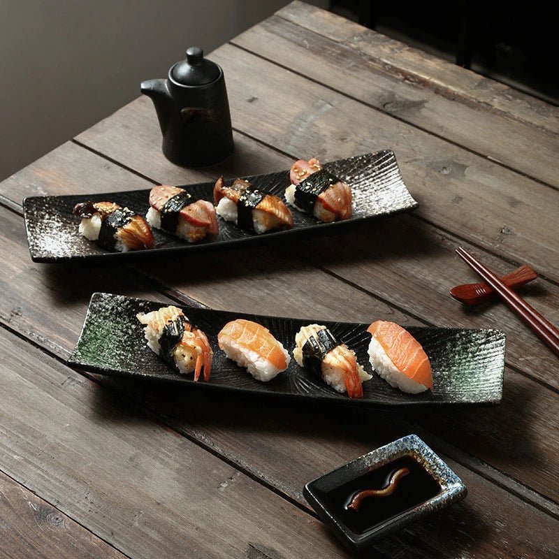 Minimalist Ceramic Sushi Plate – Elegant Design for Stylish Serving, 12 Long, Durable and Easy to Clean 7