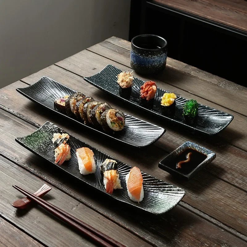 Minimalist Ceramic Sushi Plate – Elegant Design for Stylish Serving, 12 Long, Durable and Easy to Clean 1