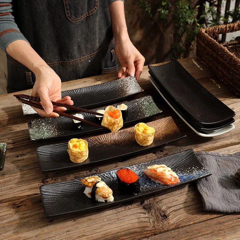 Minimalist Ceramic Sushi Plate – Elegant Design for Stylish Serving, 12 Long, Durable and Easy to Clean 0