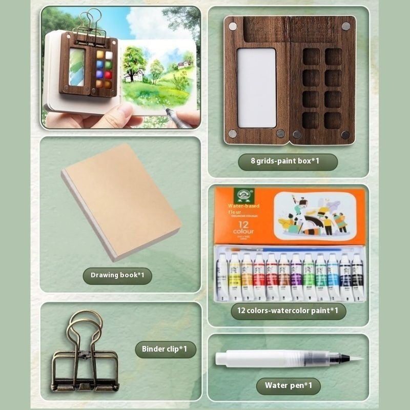 Mira Travel Watercolor Set | Portable Mini Color Box with 12 Vibrant Paints 6