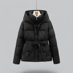 Mira Women's Puffer Jacket | Belted Design, Hooded 0