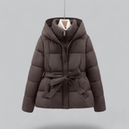 Mira Women's Puffer Jacket | Belted Design, Hooded 1