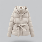 Mira Women's Puffer Jacket | Belted Design, Hooded 2