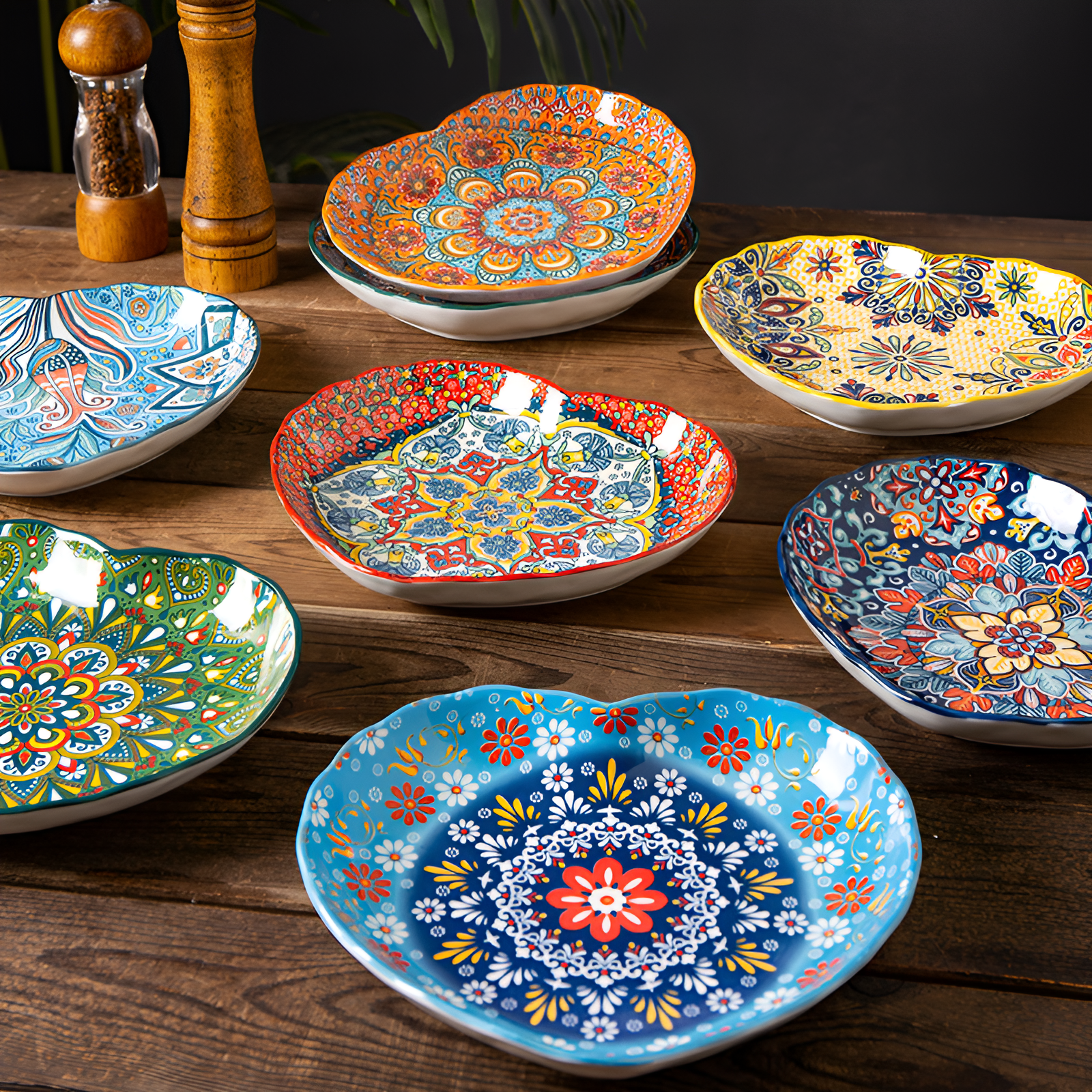 Mirelle Deep Plates with Floral Design – 9.1 Ceramic Plates for Stylish Dining 1
