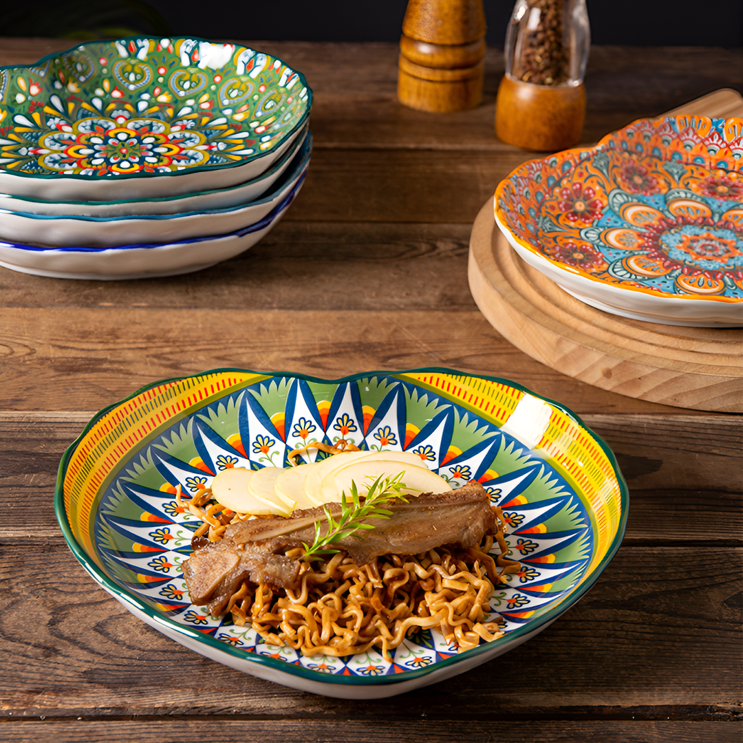 Mirelle Deep Plates with Floral Design – 9.1 Ceramic Plates for Stylish Dining 3