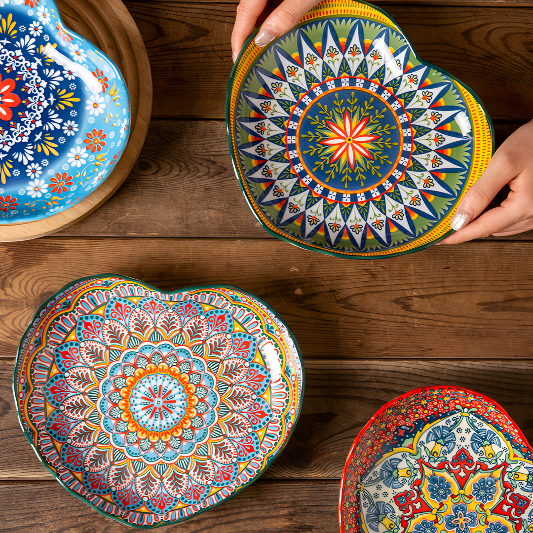 Mirelle Deep Plates with Floral Design – 9.1 Ceramic Plates for Stylish Dining 0