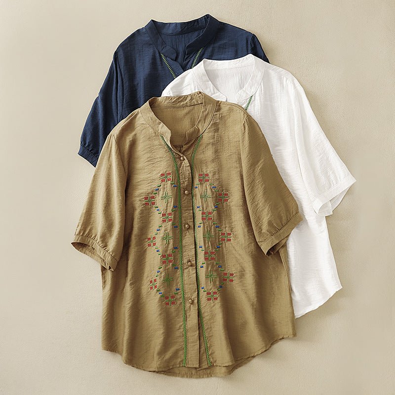 MIRI LINEN SHIRT (Khaki XS) - | Zavonix